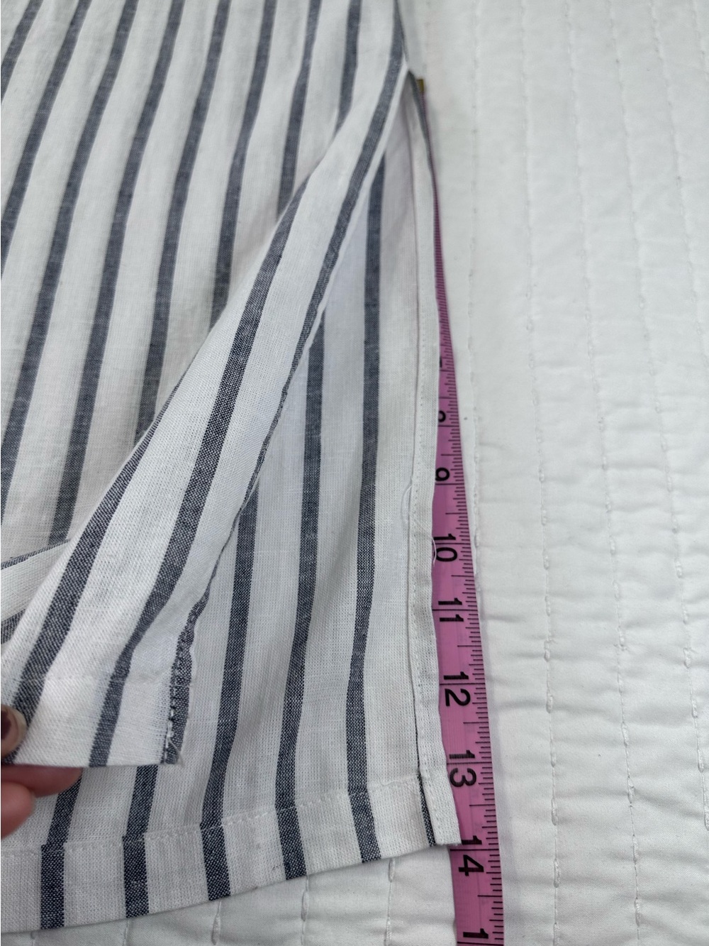 Lucky Brand White and Gray Striped Button Down Linen Blend Maxi Shirt Dress Sz M - Picture 5 of 13